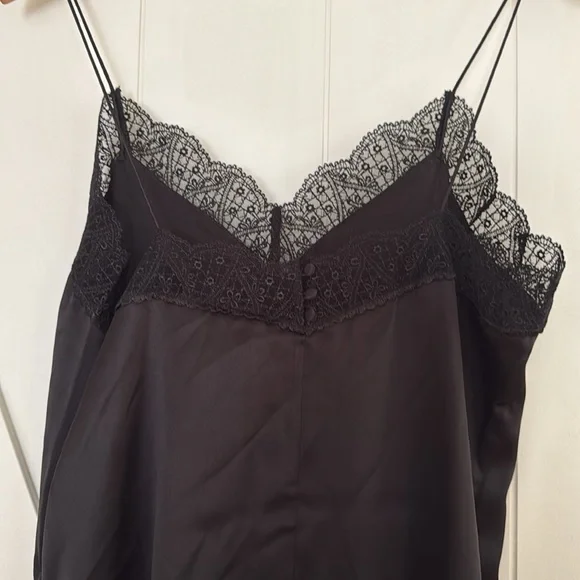 NWT Sézane Nassima Black Silk Slip Dress- US 6 - Picture 3 of 9